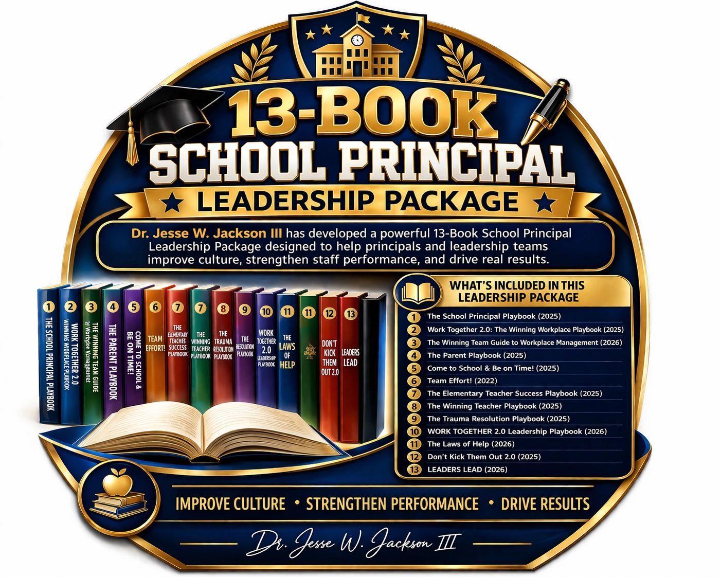 13-Book School Principal Leadership Package by Dr. Jesse W. Jackson III